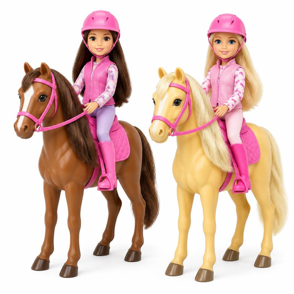 Boneca com Cavalo e Capacete de Montaria