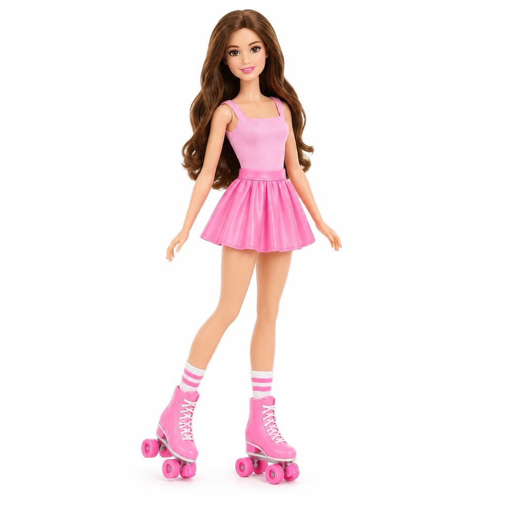 Boneca Patinadora com Patins Rosa