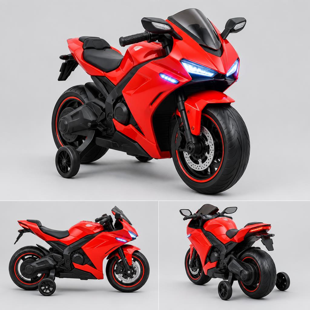 Mini Moto Elétrica Esportiva Infantil 6V — Vermelha com Luz e Som