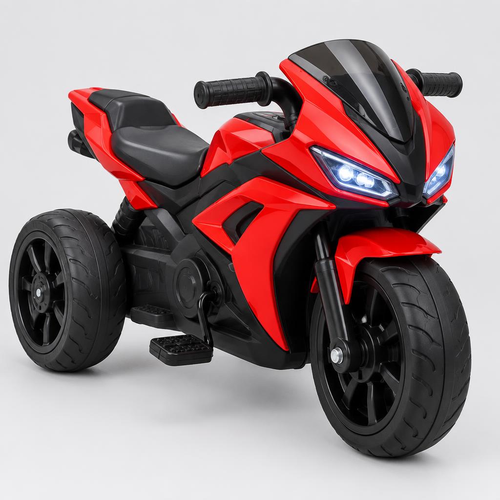 Mini Moto Elétrica Infantil 6V com Pedal e Luz de LED — Vermelha