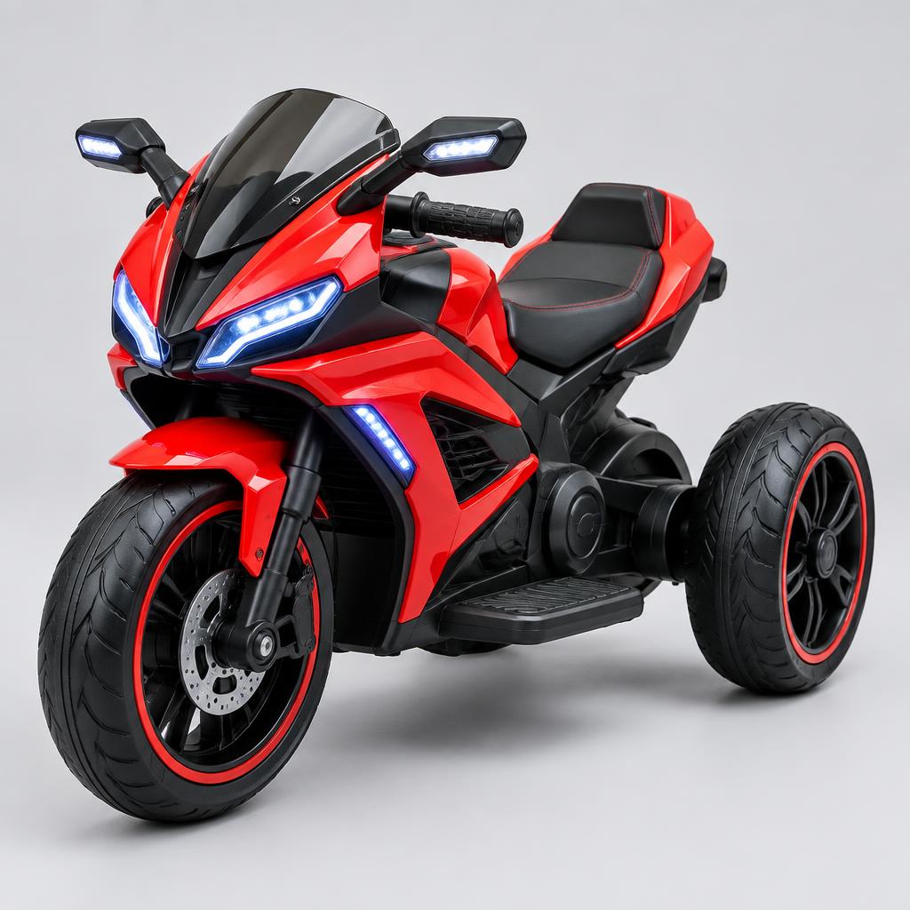 Mini Moto Elétrica Infantil 6V — Vermelha com Luzes de LED