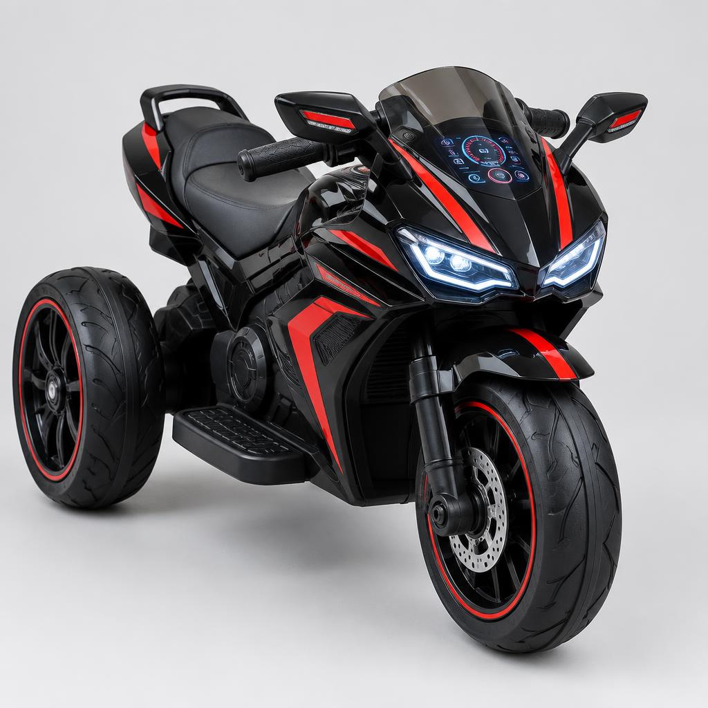 Moto Elétrica Infantil 6V — Preta com Painel Multimídia