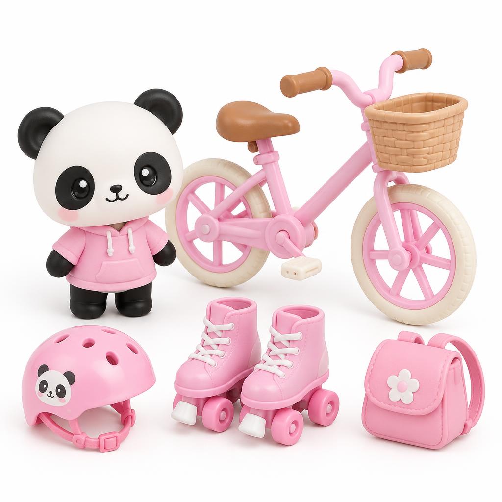 Conjunto Panda com Bicicleta e Patins