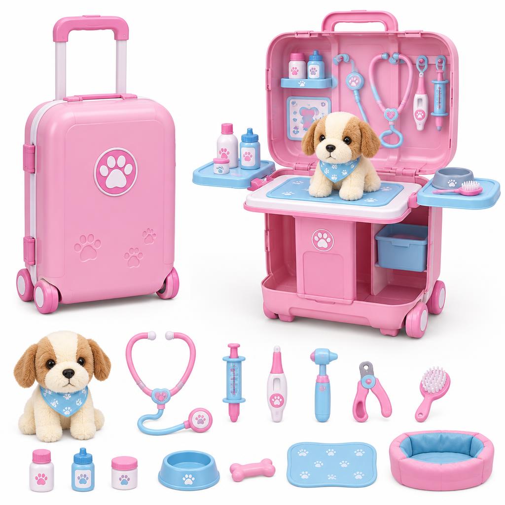 Pet Shop Veterinário Mala de Viagem com Rodinhas e Bancada
