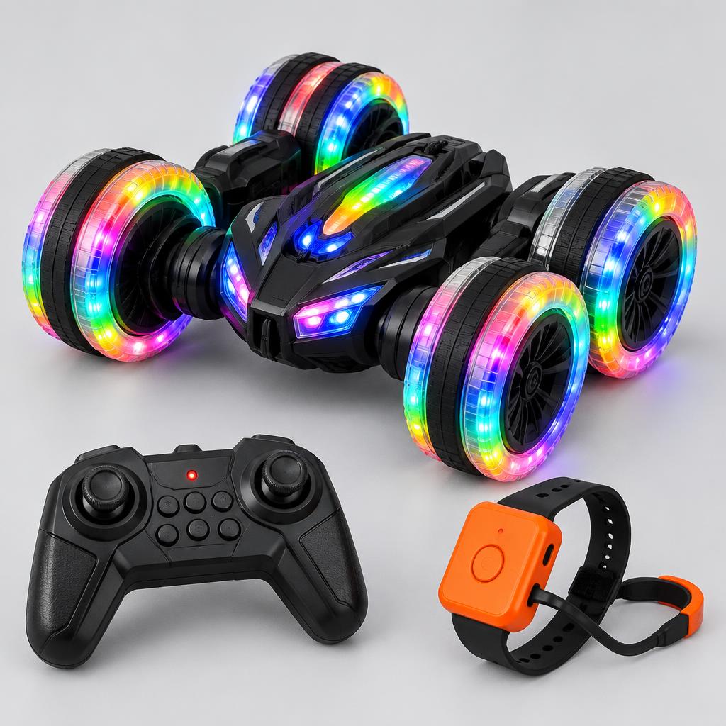 Carro Acrobático de Controle Remoto 360° com Luzes LED